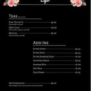 Waterfield Cafe Menu 2