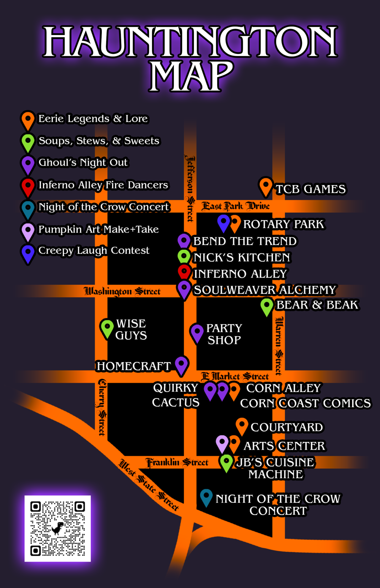 Hauntington map of all the things for digital distribution dark background
