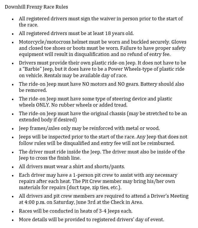 Downhill frenzy rules