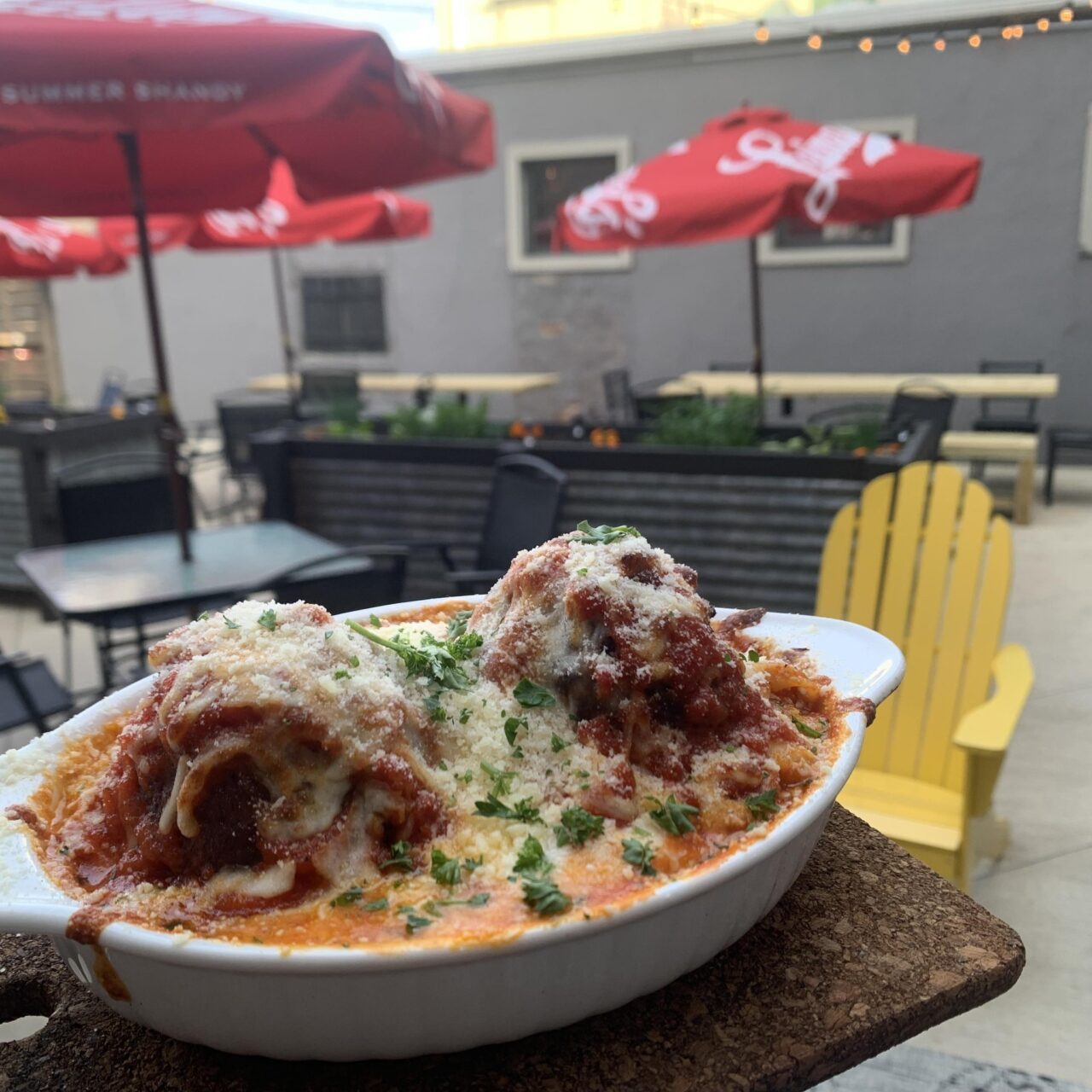 Meatballs and patio