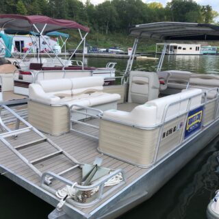 24 foot pontoon at dock