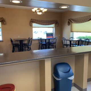 The Gathering Place kitchen and counter eating area