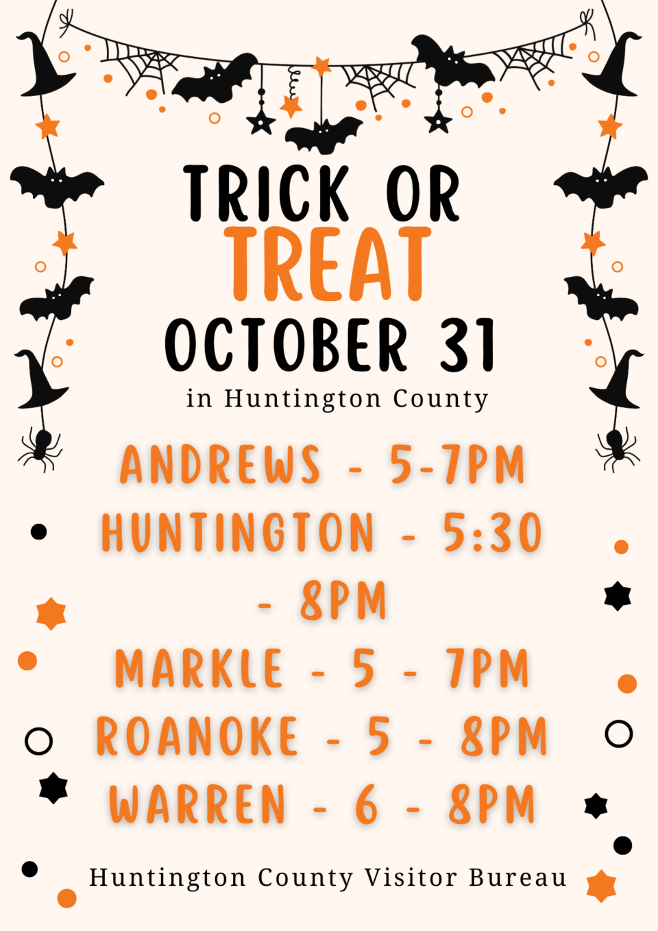 Beige Orange Black Cute Illustrative Happy Halloween Party Invitation Flyer